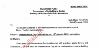 Govt issues detailed guidelines to state govt’s, UTs to how to for celebrate this year Independence Day