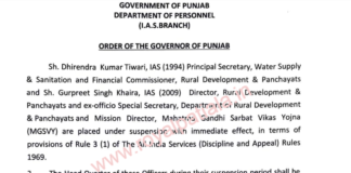 Punjab govt suspends Two Senior IAS officers