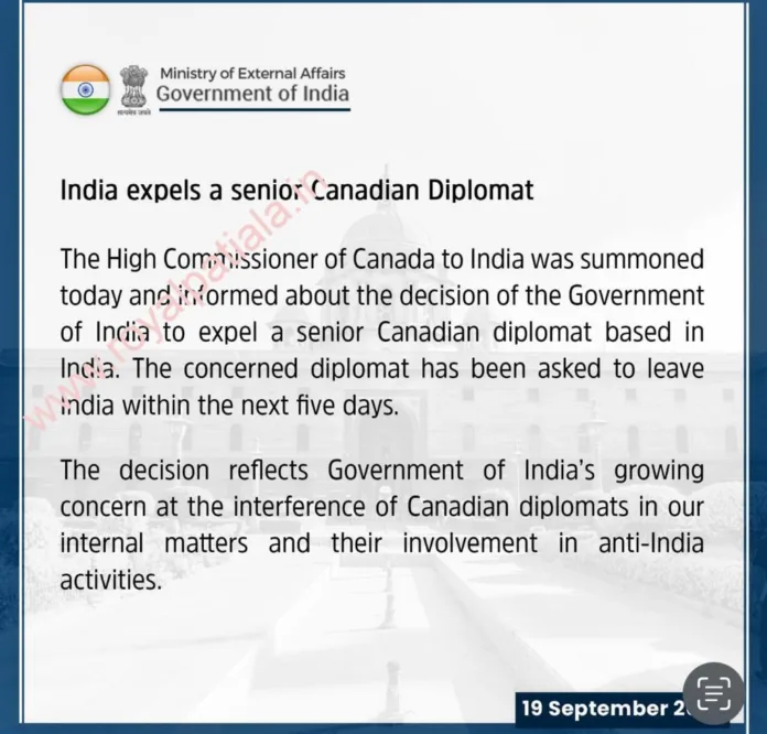 After Canada, India also expels Canadian Diplomat