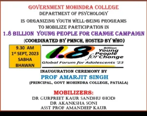 Psychology department of Govt Mohindra College organised youth-well-being program