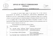 DC Patiala constitutes 5 members District Level Committee for Sexual Harassment at Workplace-related Grievances