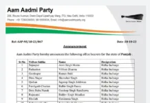 AAP announces Halka Incharges for Punjab