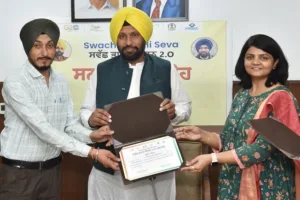 Another first by Mann govt: minister honoured 23 individuals for providing excellent service in sanitation 