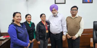 PSPCL employee and Indian women's hockey team player Charanjit Kaur receives grand welcome at head office