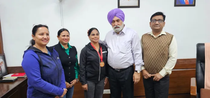 PSPCL employee and Indian women's hockey team player Charanjit Kaur receives grand welcome at head office