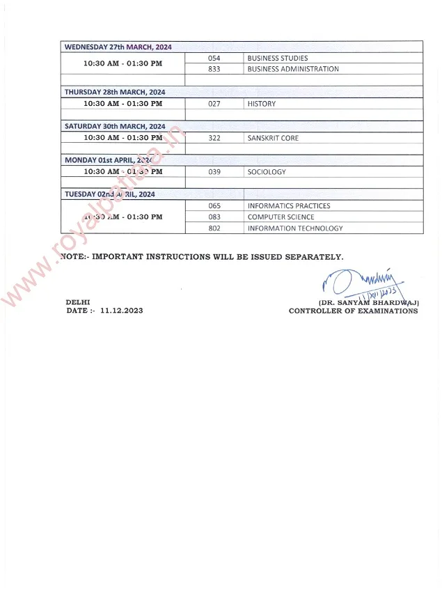 Cbse Announces Class 10 12 Board Exams Date Sheet Royal Patiala