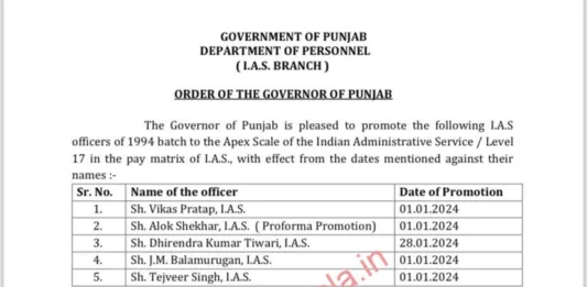 IAS Promotions: Punjab gets 5 new additional chief secretaries from Jan 1,2024