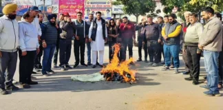BJP leaders burn effigies of Cong MP and Congress