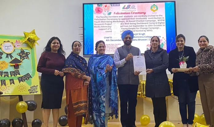 Mohindra College felicitated students, faculty for participating in ‘Young People for Change Campaign’