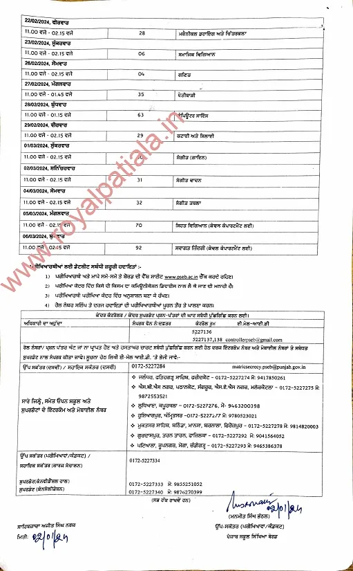 PSEB releases 5,8,10,12th board exams date sheet