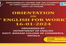 British Council resource person shared valuable information with Govt Bikram College students under English work program