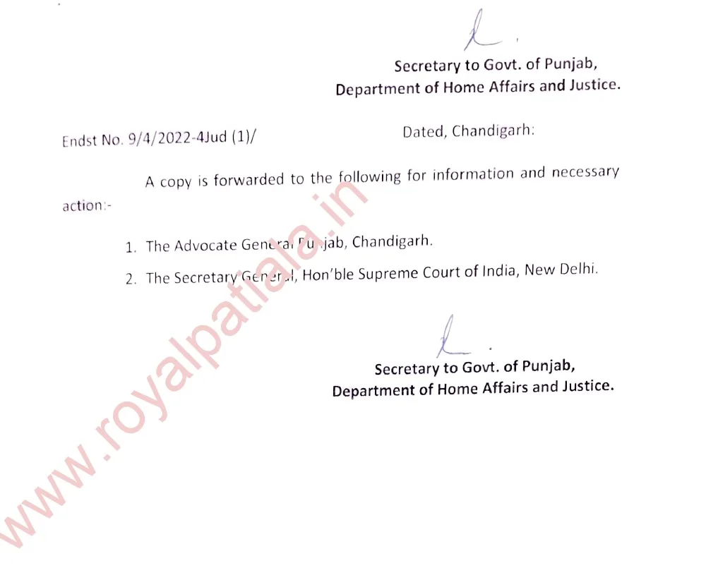 5 Advocate on Record appointed at Delhi by Punjab government 