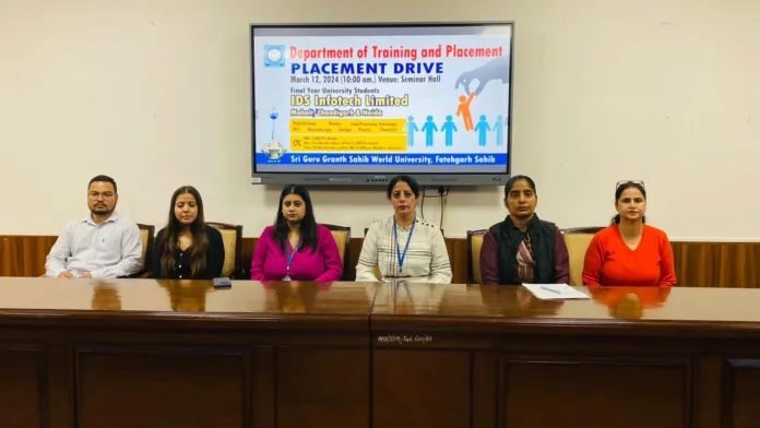 Placement Drive: IDS InfoTech selected students of Sri Guru Granth Sahib World University Fatehgarh Sahib