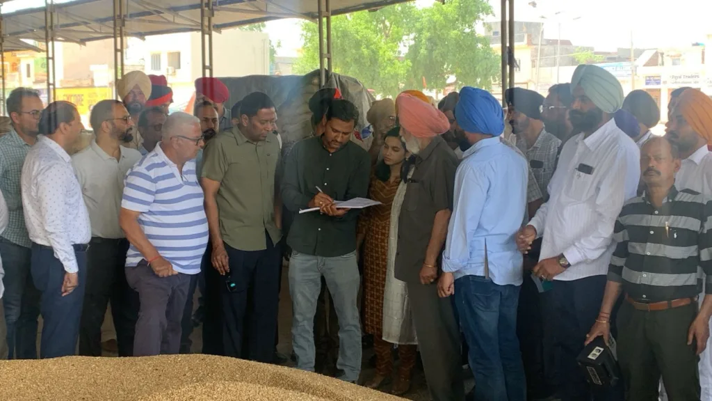 Markfed MD inspects wheat procurement in Khanna grain market