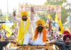 Mann campaigned for AAP candidate Malvinder Singh Kang in Rupnagar, thousands of people turned out in his road show