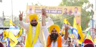 Mann campaigned for AAP candidate Malvinder Singh Kang in Rupnagar, thousands of people turned out in his road show