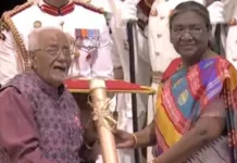 Region’s renowned nonagenarian Theatre artist receives Padma Shri from President of India