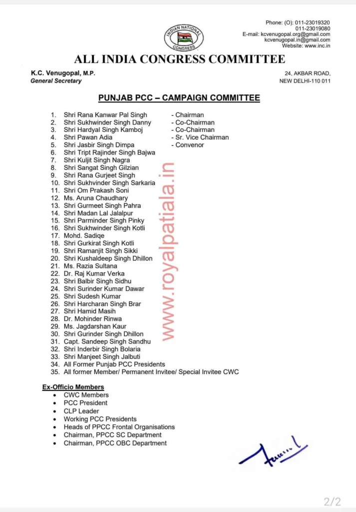 Congress announces campaign committee for Punjab; Rana KP made Chairman