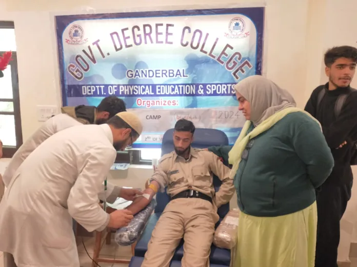 Blood donation camp held at Government Degree College, Ganderbal, J&K