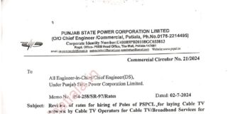 Powercom increases 5 percent charges for hiring PSPCL poles