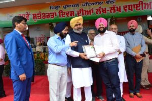 82 Patialavies honoured on Independence Day function by Finance Minister