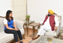 Olympic medal winner Manu Bhaker calls on CM; Mann felicitates professional shooter for bagging medals for the country