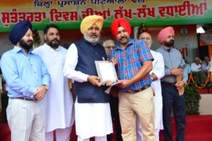 82 Patialavies honoured on Independence Day function by Finance Minister 