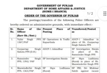 9 SP rank officers transferred in Punjab Police