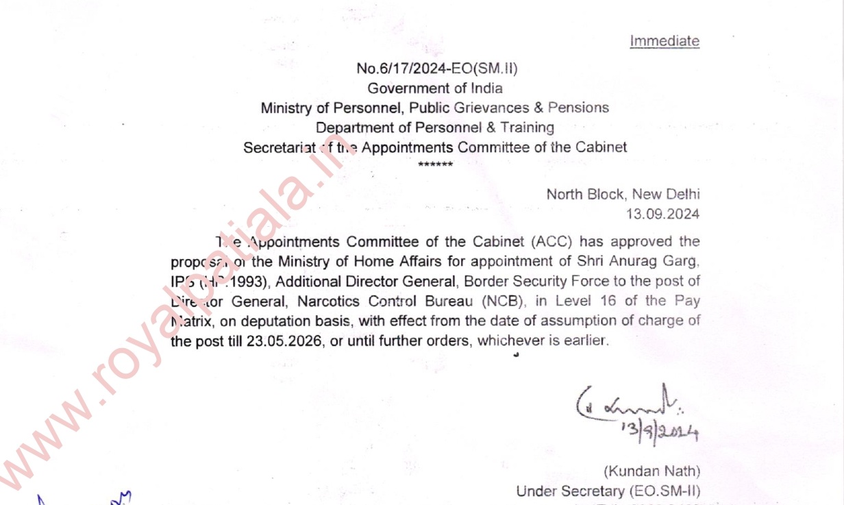 After 2 weeks, Govt appoints 1993 batch IPS officer as regular Director General, Narcotics Control Bureau